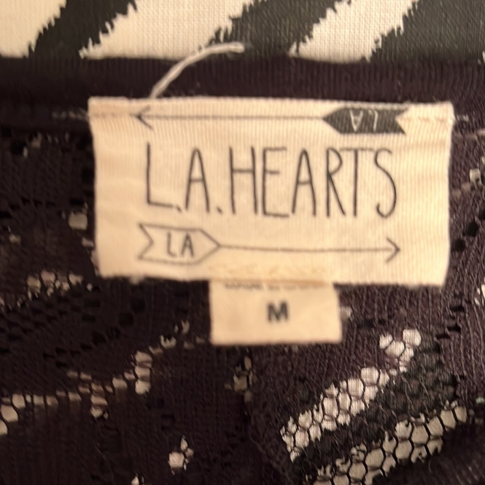 Lace Shirt Top Long Sleeve LA Hearts Medium Romantic Black Floral Flowers Pacsun - Picture 3 of 3